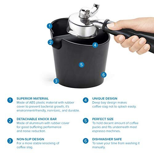Knock Box Coffee Grounds Container, Eco-Friendly ABS Plastic Knock Box 2