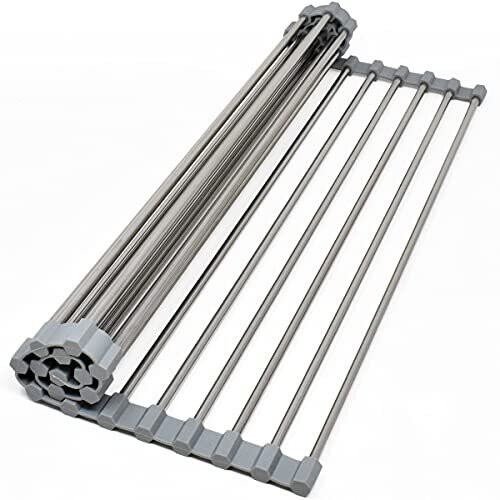 Non-slip Roll Up Dish Drying Rack, Space-saving Over Sink 43 x 35 cm