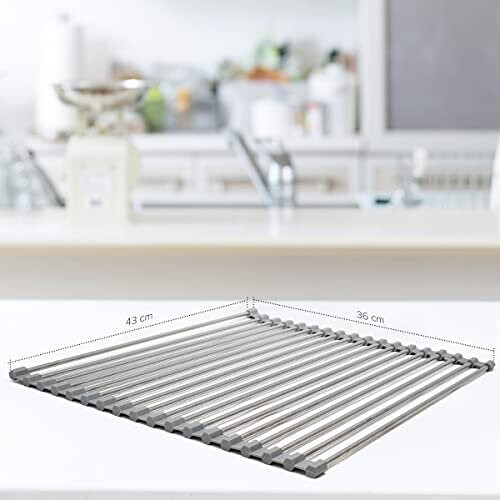Non-slip Roll Up Dish Drying Rack, Space-saving Over Sink 43 x 35 cm 1