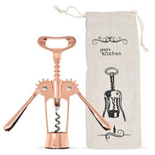 Winged Design Corkscrew Bottle Opener, Deluxe Zinc Alloy Rose Gold