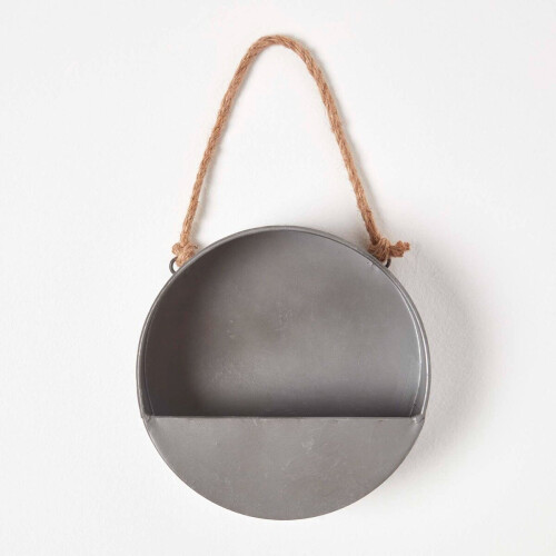 Homescapes (Small) Round Metal Hanging Wall Planter