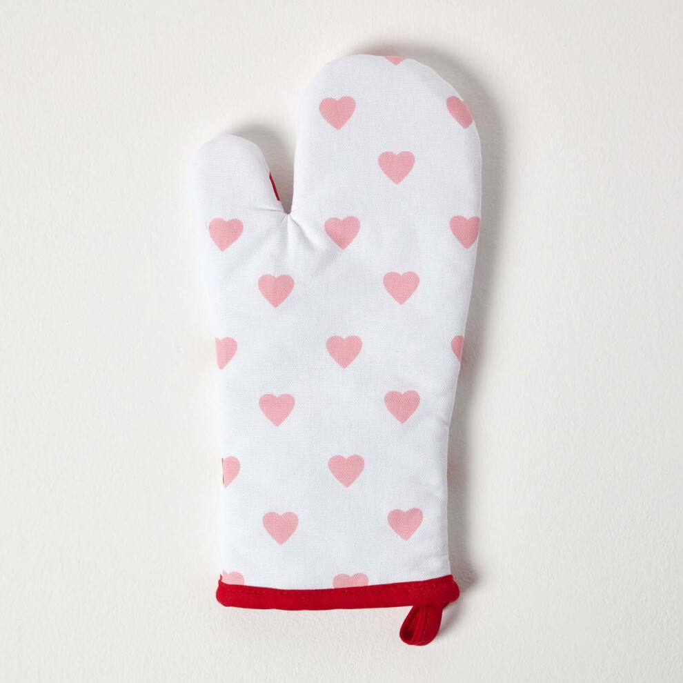 Homescapes Hearts Cotton Oven Glove Red