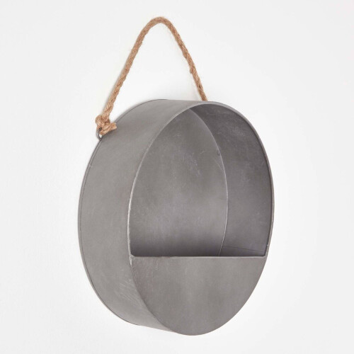 Homescapes (Medium) Round Metal Hanging Wall Planter 1