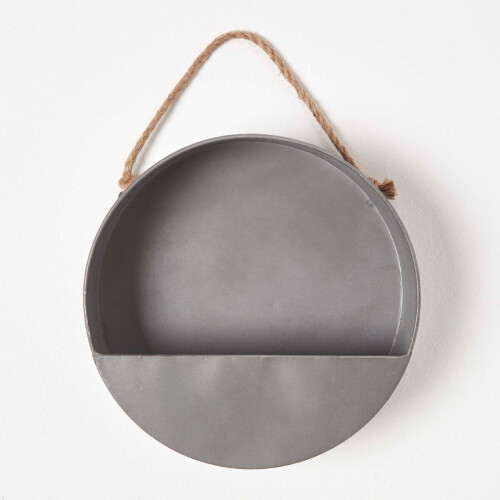 Homescapes (Medium) Round Metal Hanging Wall Planter 2