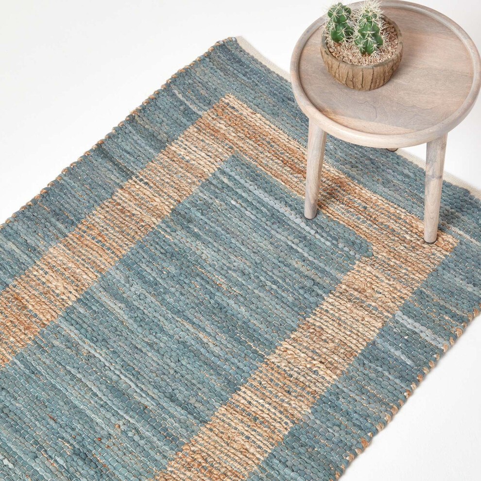 Homescapes (120 X 170 Cm) Veranda And Nude Hemp Chindi Rug Grey