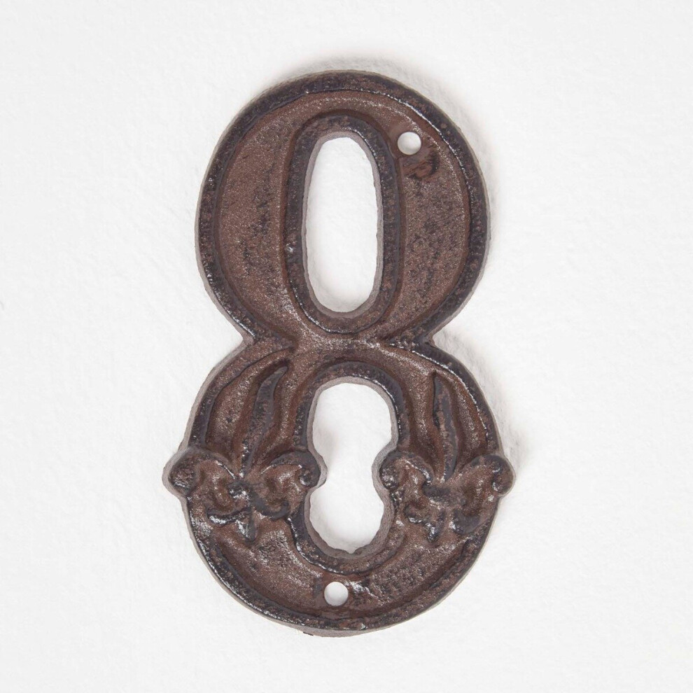 Homescapes (Number 8) Cast Iron House Number Brown