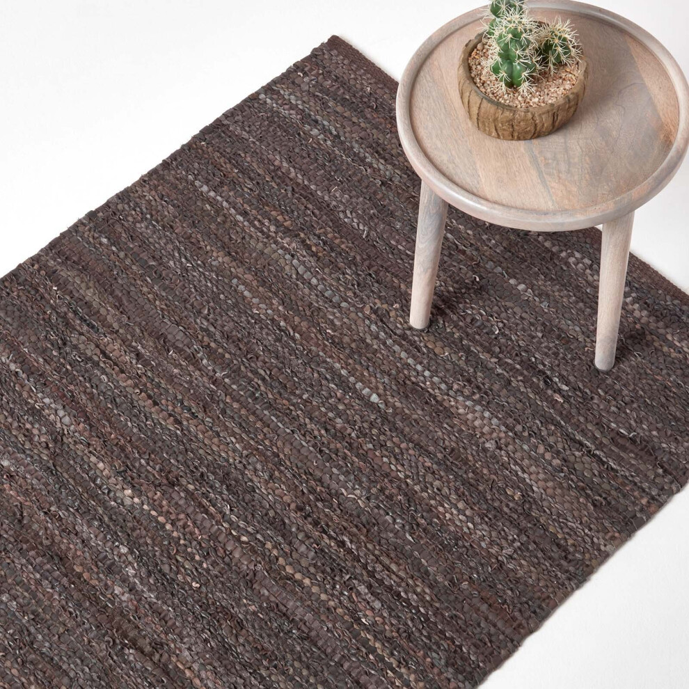 Homescapes (120 X 180 Cm, Brown) Denver Leather Woven Rug