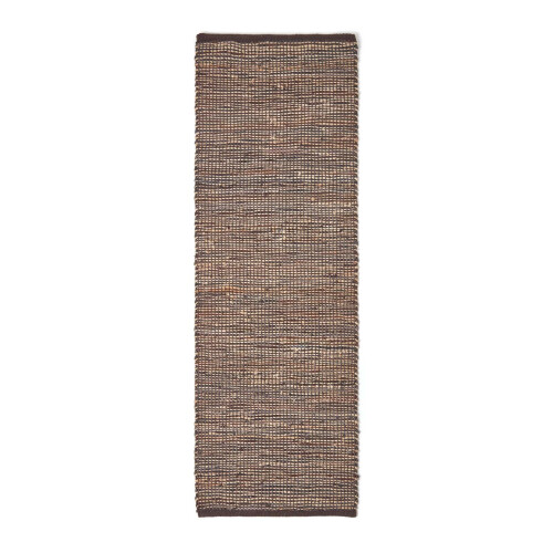 Homescapes (66 x 200 cm, Brown) Madras Leather Hemp Rug 2