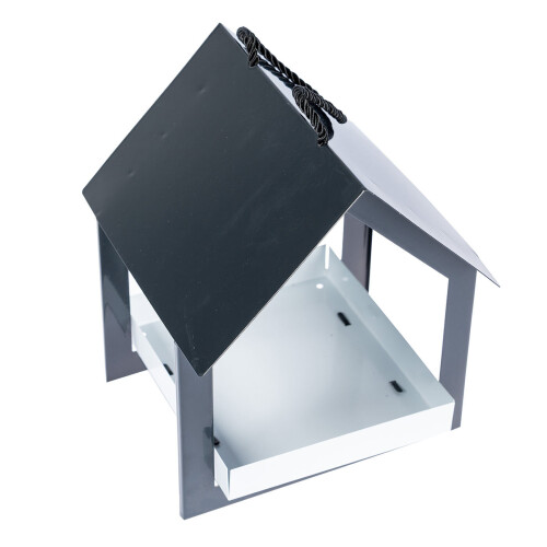 Homescapes Homescapes Hanging Black Metal Bird Table with Chain 1