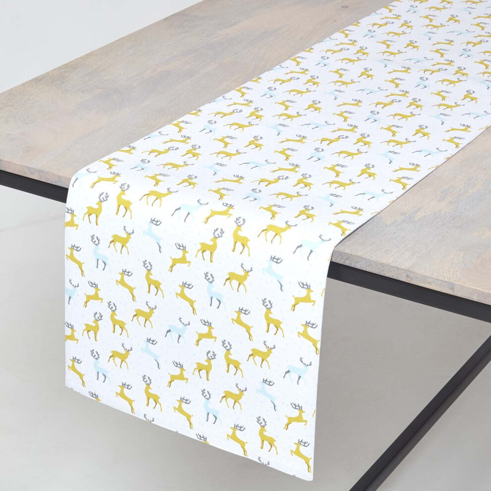 Homescapes (35 X 180 Cm) Majestic Stag Christmas Table Runner Grey