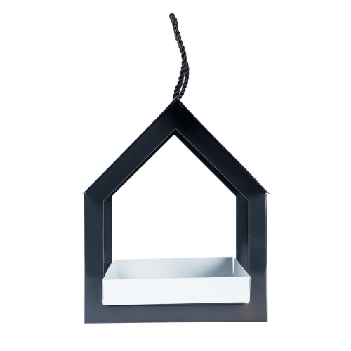Homescapes Homescapes Hanging Black Metal Bird Table with Chain 2