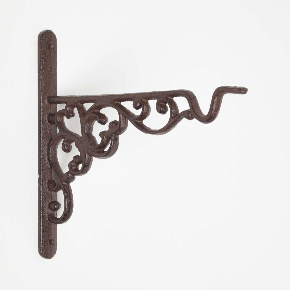 Homescapes Brown Cast Iron Small Parisian Style Hanging Basket Hook