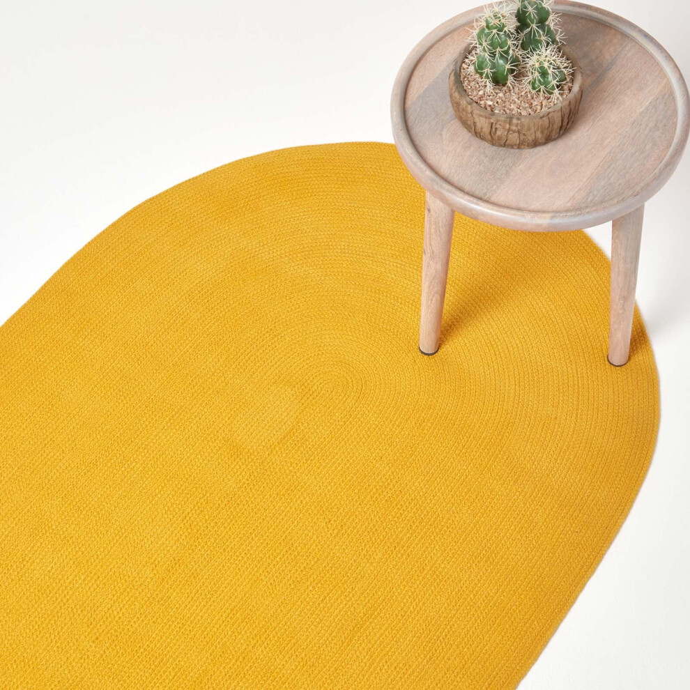 Homescapes (50 X 80 Cm, Mustard ) Handmade Woven Braided Rug Yellow