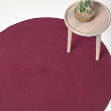 (120 cm Round, Plum) Handmade Woven Braided Rug