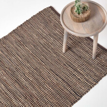 (120 x 180 cm, Brown) Madras Leather Hemp Rug