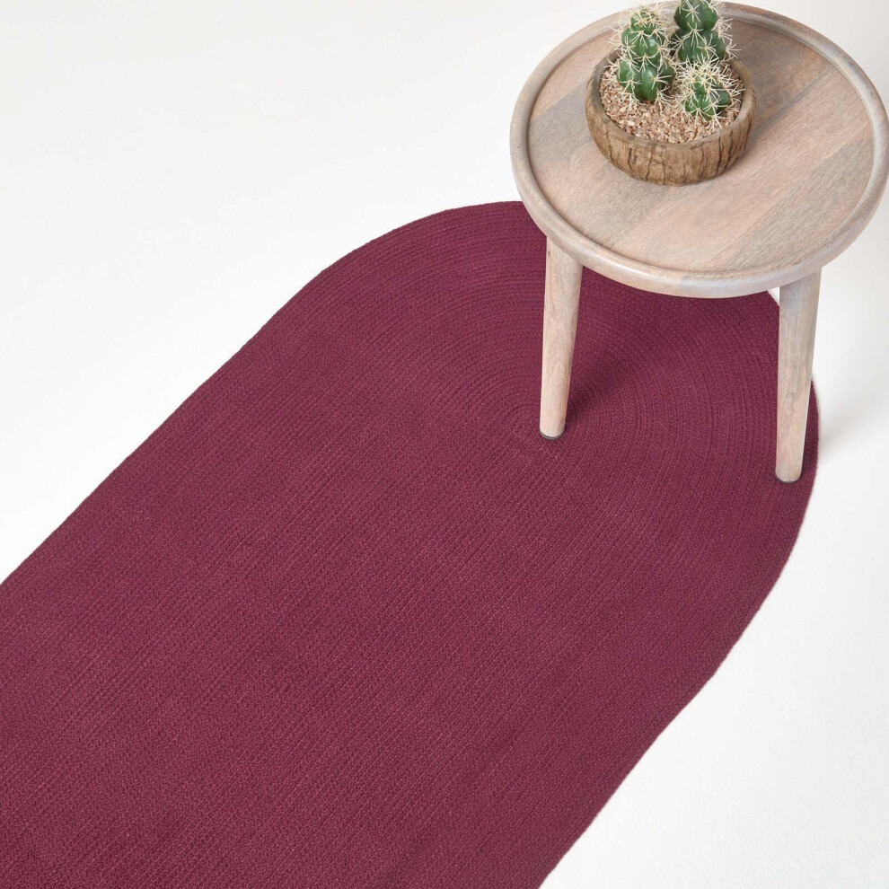 Homescapes (66 X 200 Cm, Plum) Handmade Woven Braided Rug