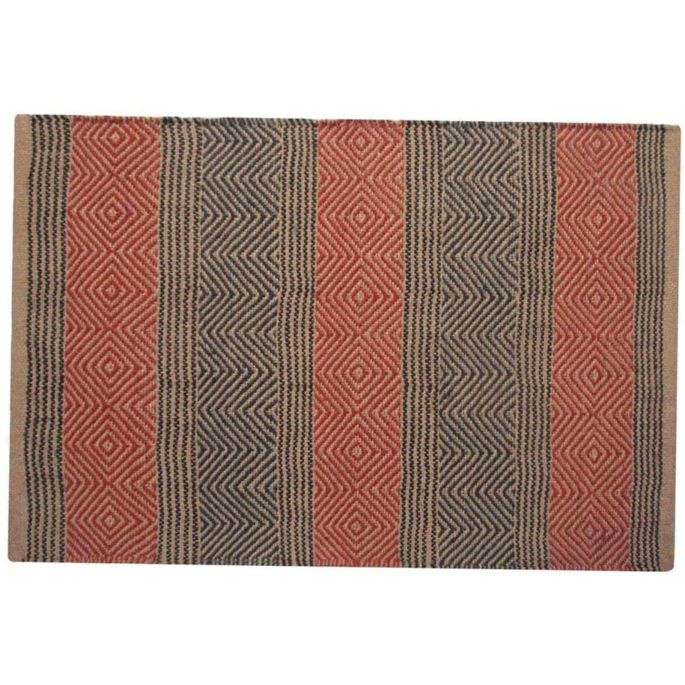 Multicolour Geometric Patterned Jute Hall Runner, 66 x 200 cm