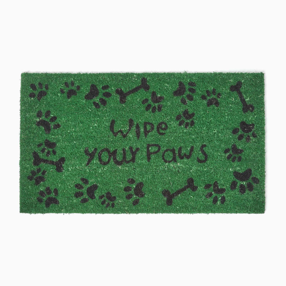 Homescapes Wipe Your Paws Coir Door Mat Green
