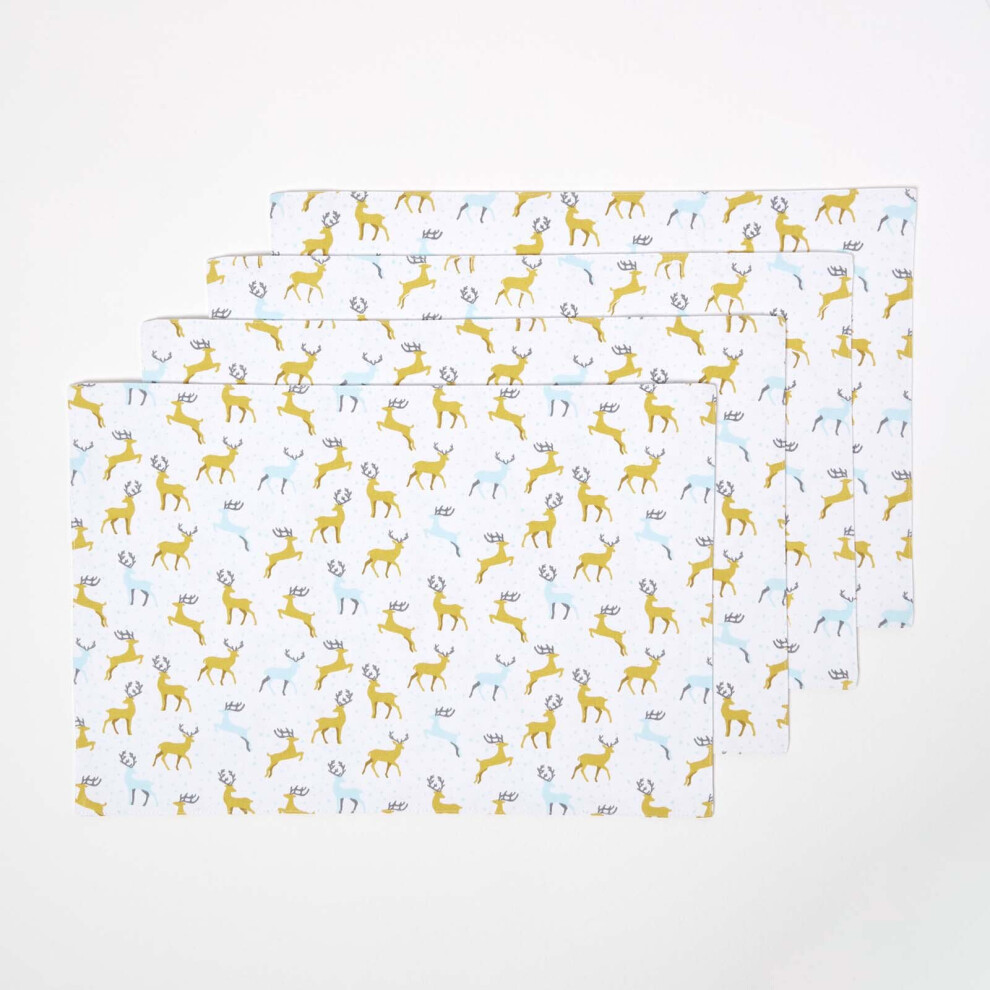 Homescapes Majestic Stag Christmas Placemats, Set Of 4 Grey