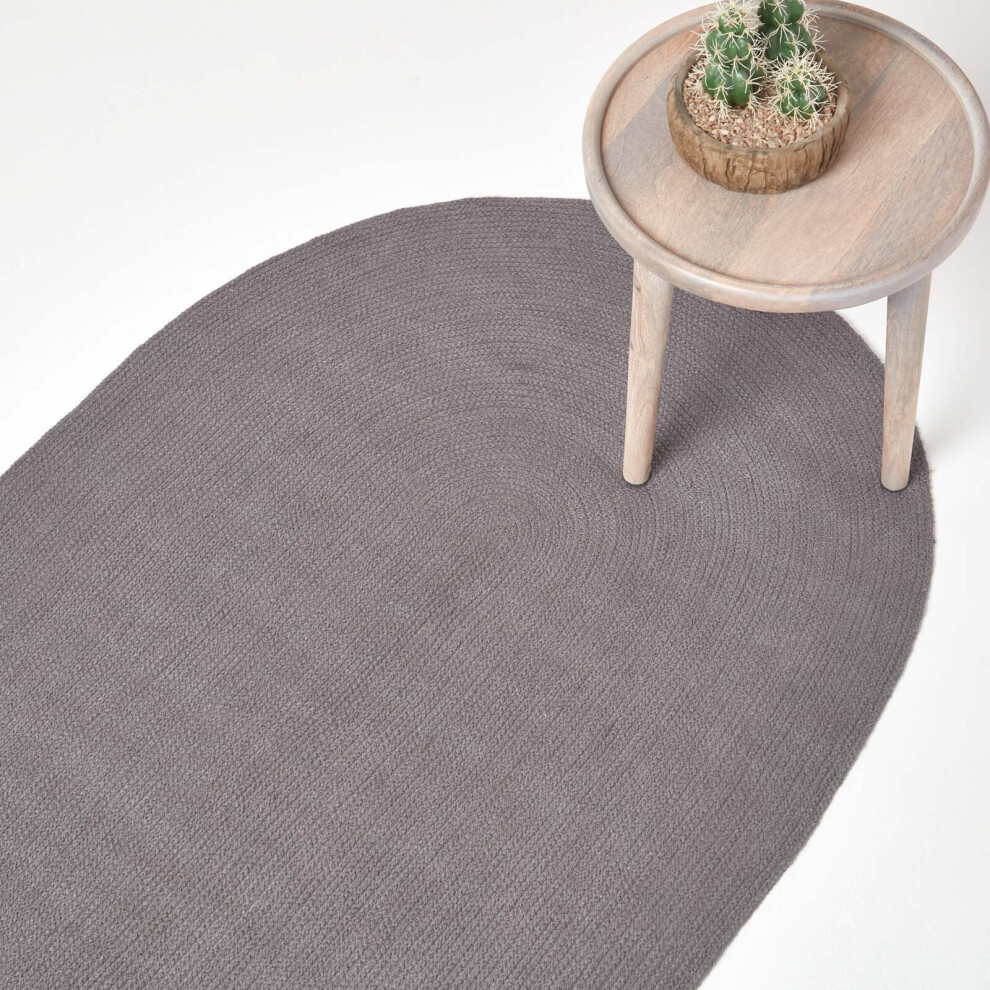 Homescapes (110 X 170 Cm, ) Handmade Woven Braided Rug Grey