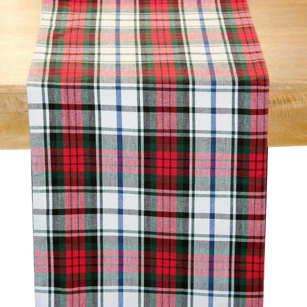 Homescapes Cotton Christmas Macduff Tartan Table Runner-image-OPC-P8S7MMK-NEW