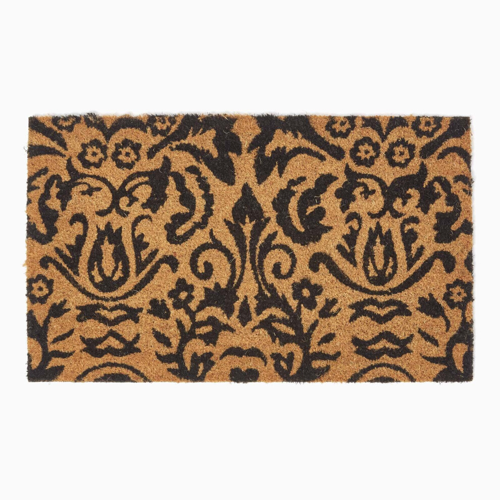 Homescapes Scroll Baroque Coir Doormat Black