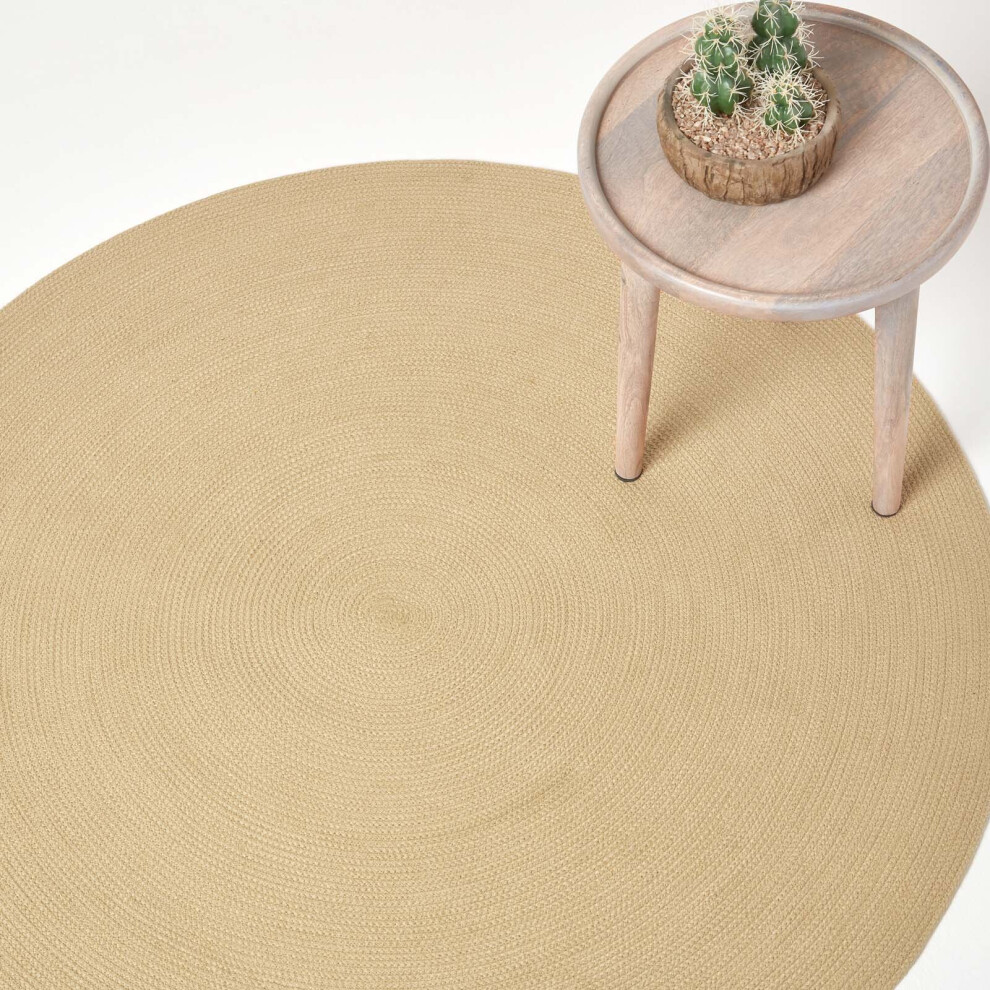 Homescapes (120 Cm Round, Natural) Handmade Woven Braided Rug