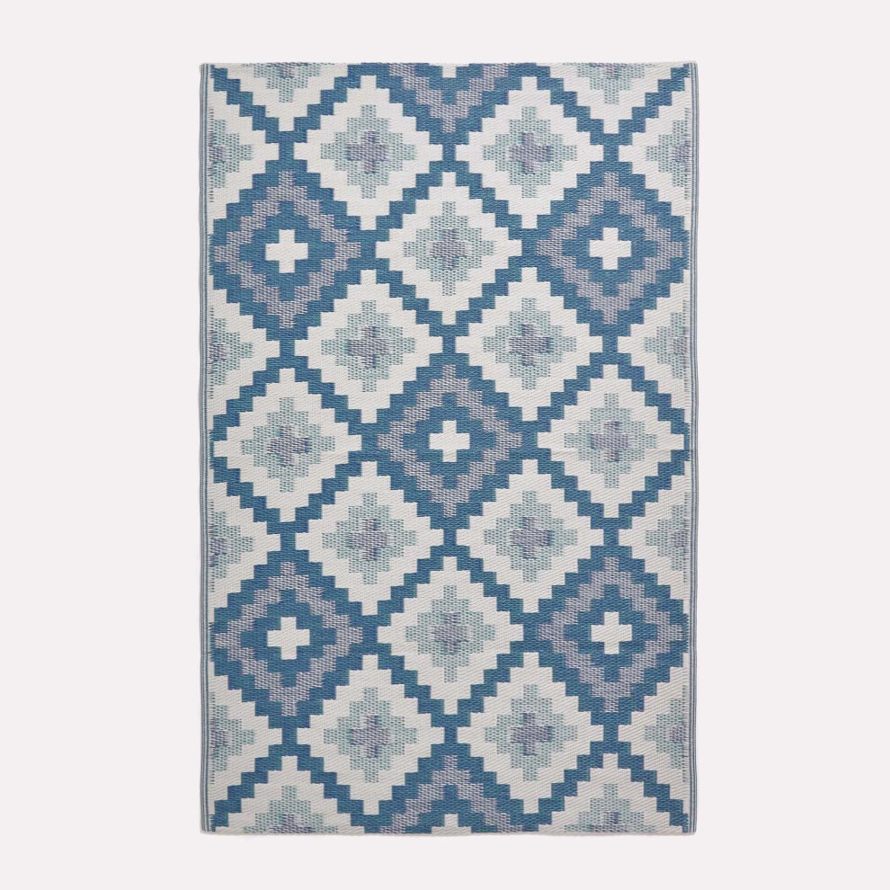 Mia Aztec Blue Outdoor Rug