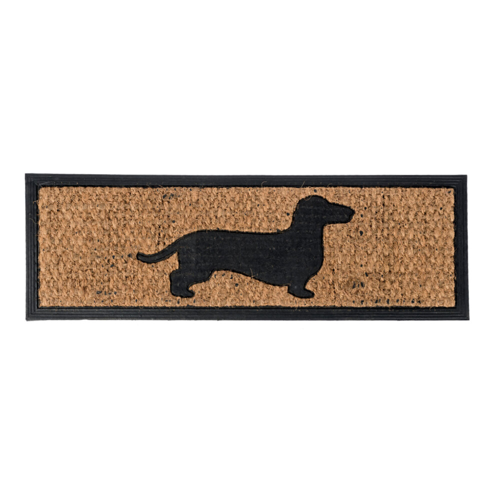 Homescapes Dog Silhouette Non-Slip Coir Doormat Black