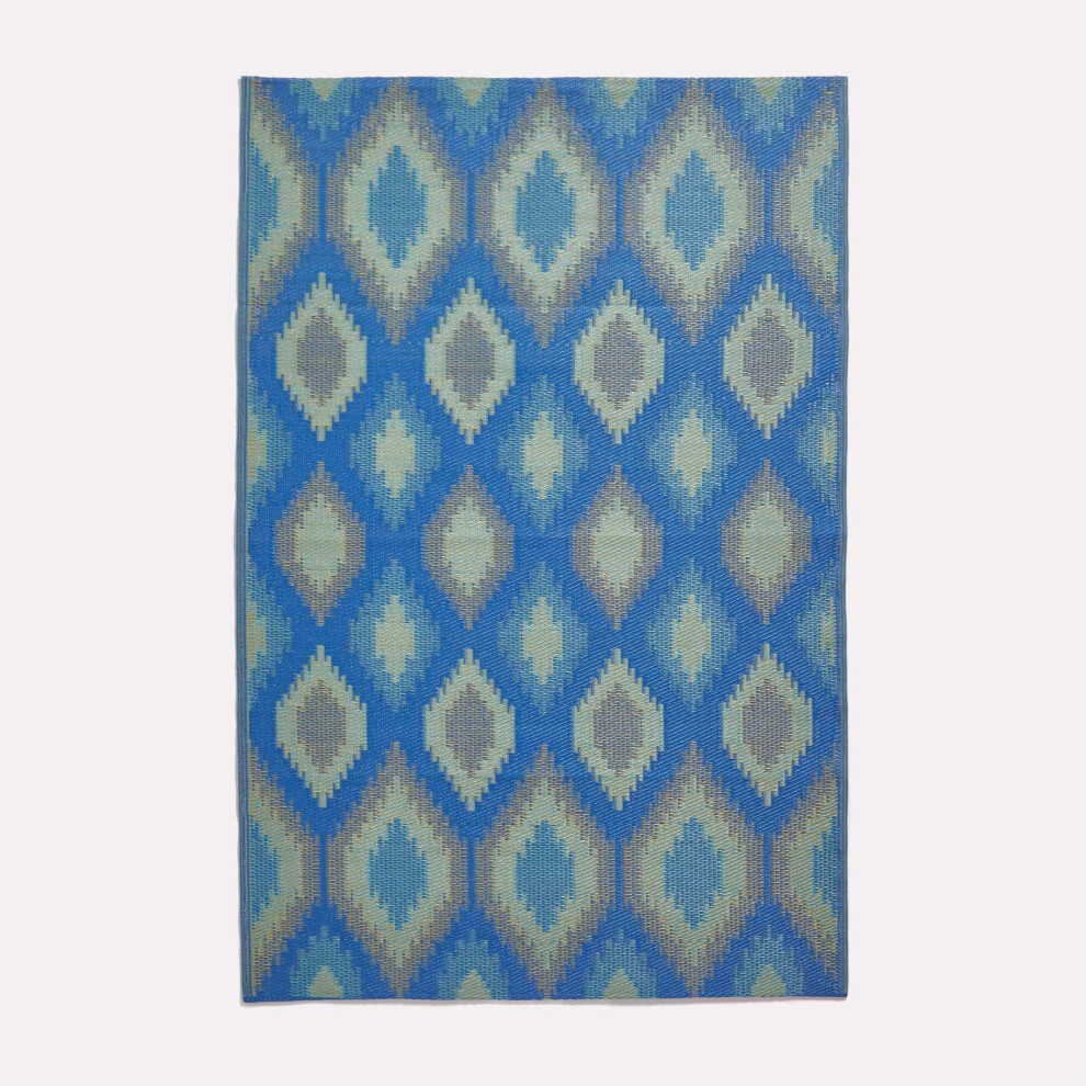 Amber Ikat Green & Blue Outdoor Rug