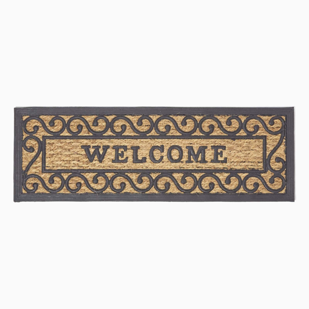 Homescapes Welcome Rubber And Coir Doormat Black