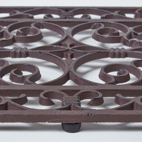 Homescapes Homescapes Cast Iron Door Mat Brown Rectangular Parisian Design 2