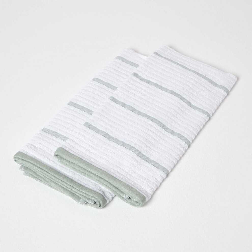 Homescapes (Sage) Cotton Tea Towel Set Of Two