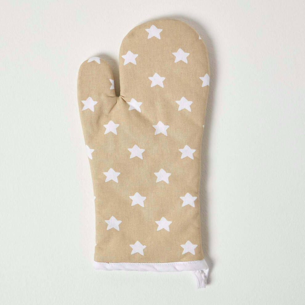 Homescapes ( Stars) Cotton Stars Oven Glove Beige