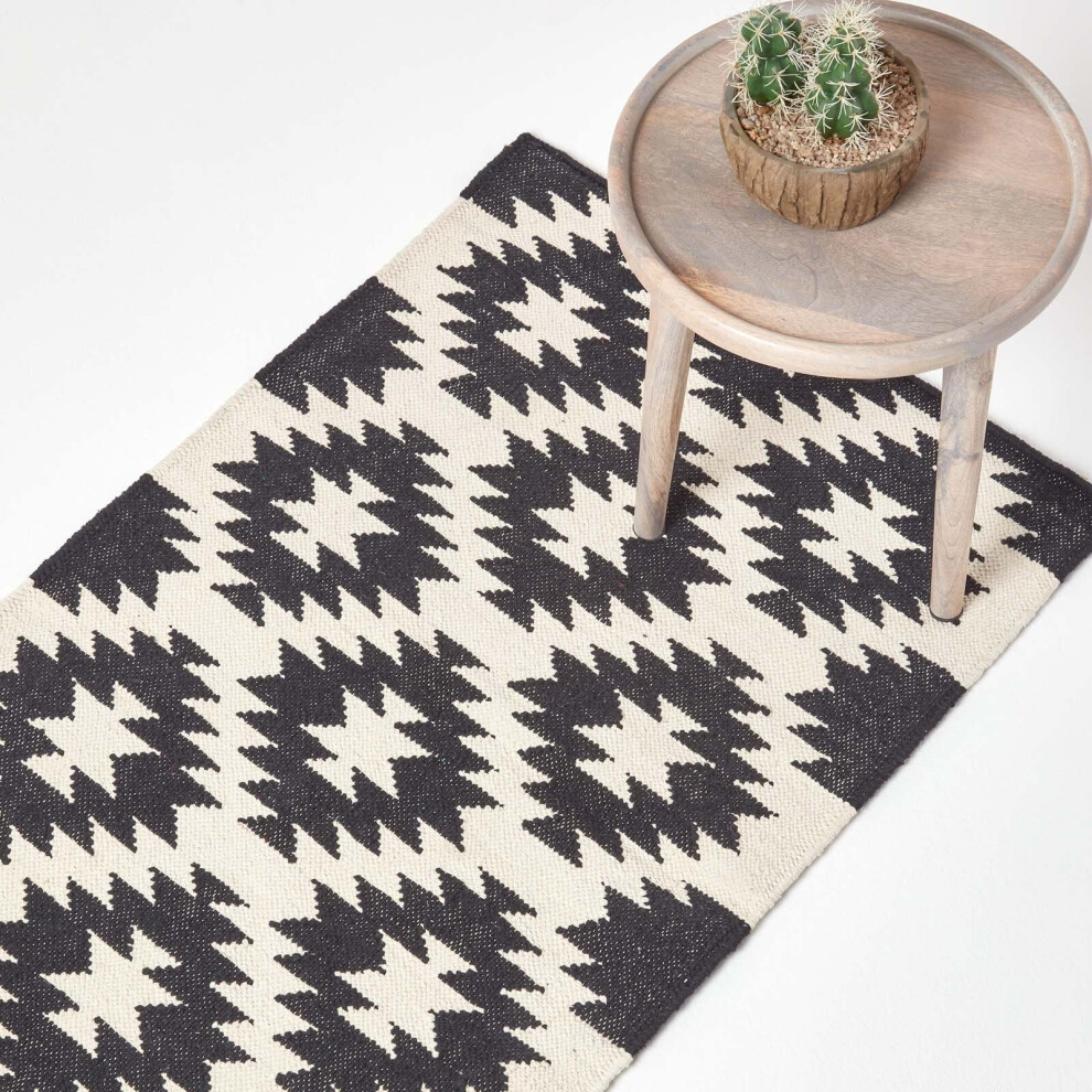 Zurich Handwoven Cotton Pattern Kilim Hall Runner, 66 x 200 cm