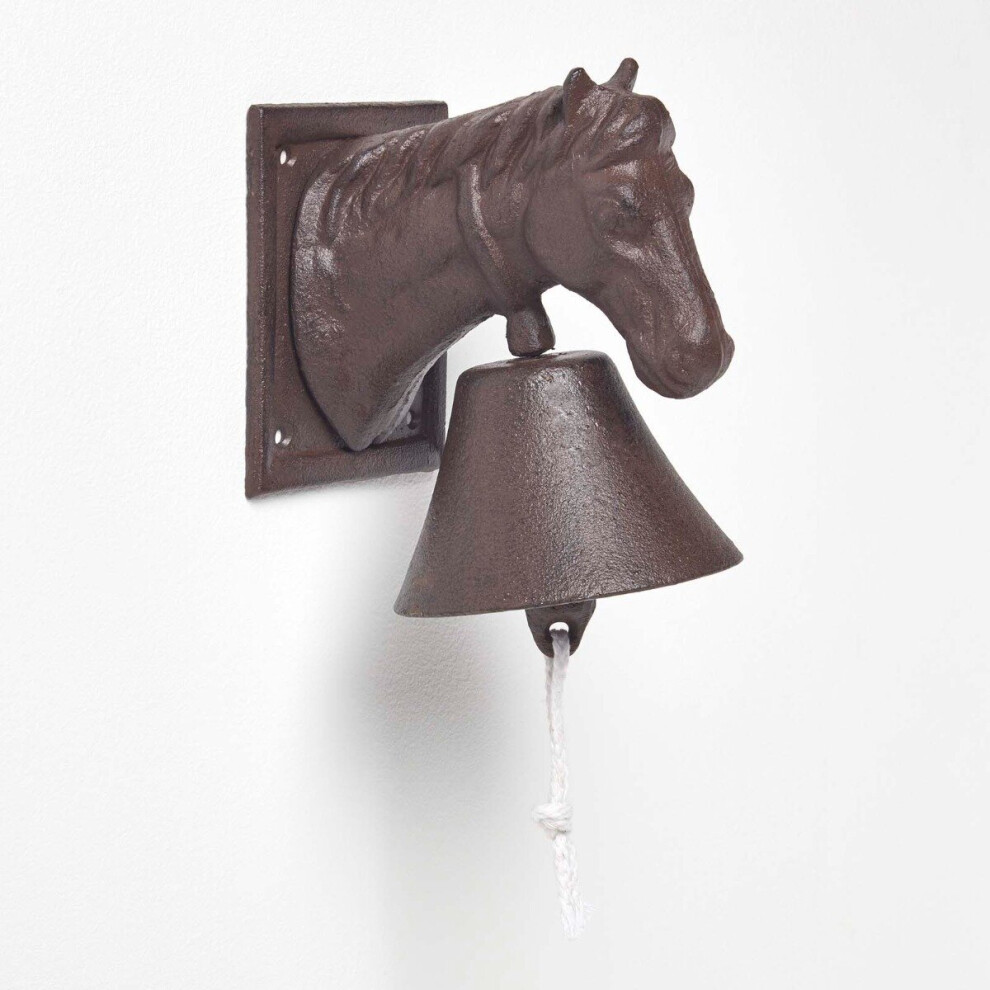 Homescapes Cast Iron Traditional Horse Head Doorbell Brown