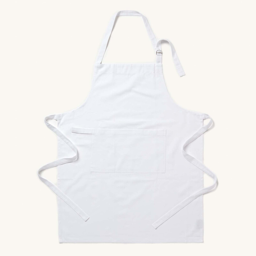 Homescapes White (White) Plain Cotton Apron Size 40