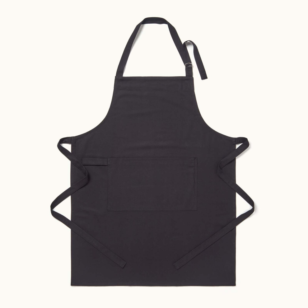 Homescapes Black (Black) Plain Cotton Apron Size 40