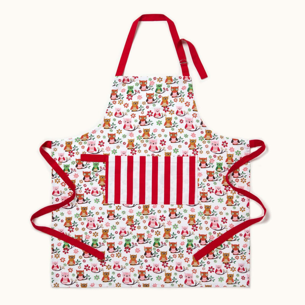 Red Owls Cotton Apron