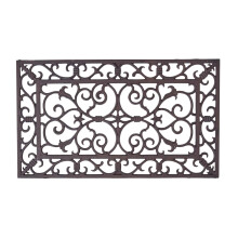 Homescapes Cast Iron Door Mat Brown Rectangular Parisian Design