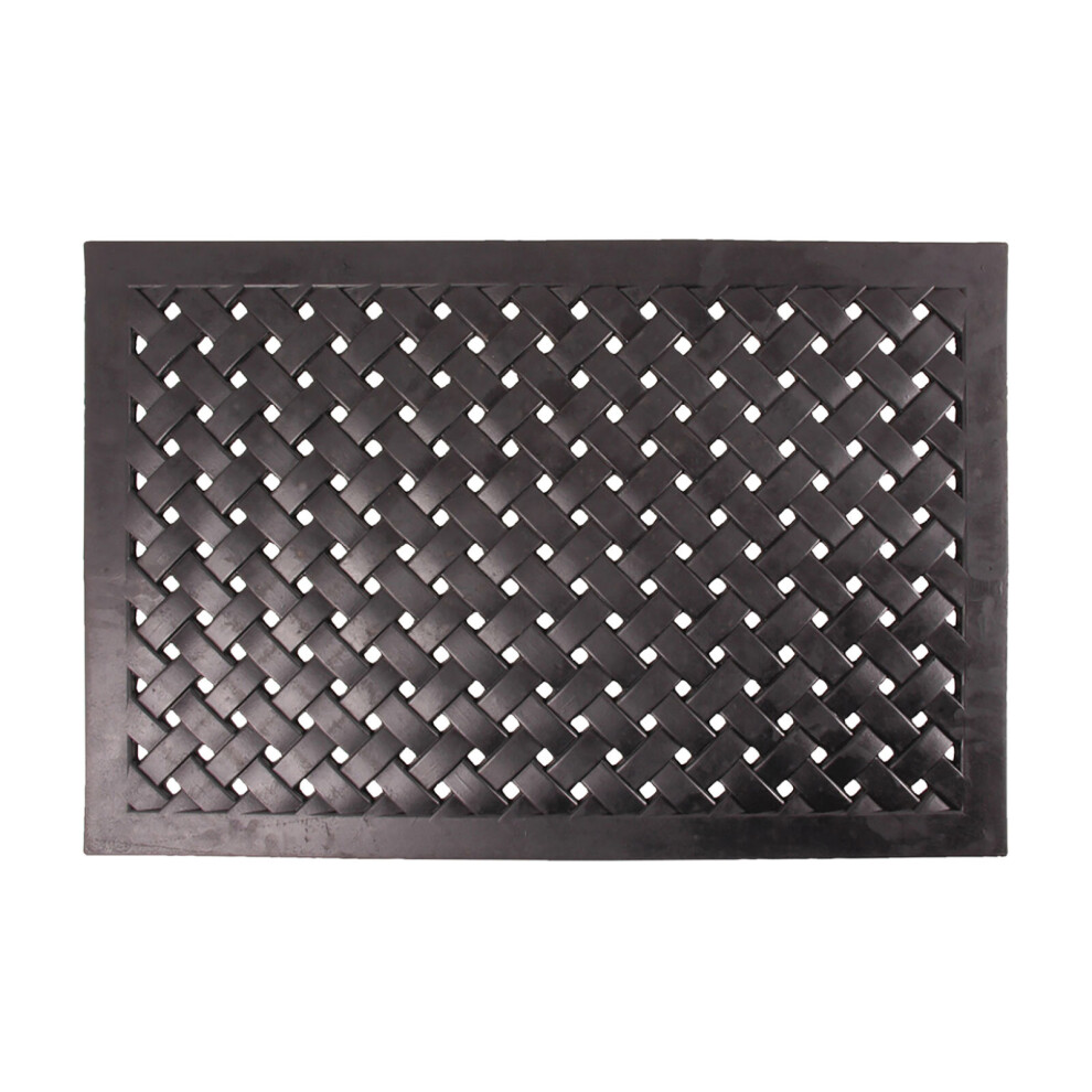 Homescapes Black Braided Rubber Non Slip Doormat