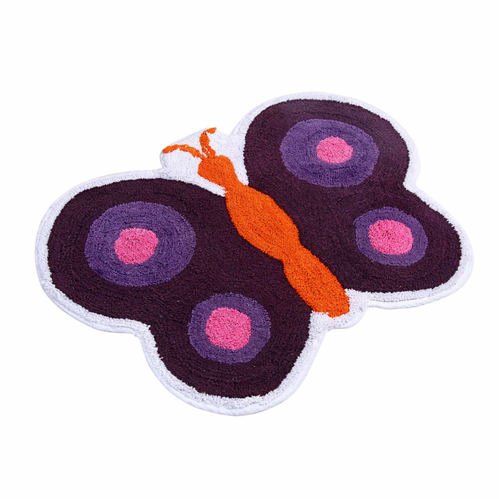 Homescapes Cotton Tufted Butterfly Children Rug Purple