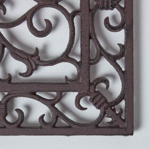 Homescapes Homescapes Cast Iron Door Mat Brown Rectangular Parisian Design 1