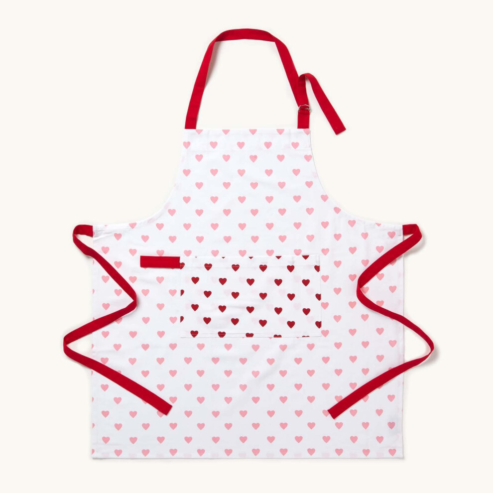 Homescapes Red Hearts Cotton Apron