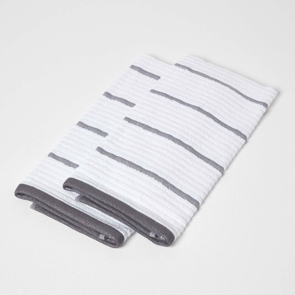 Homescapes (Grey) Cotton Tea Towel Set Of Two Grey