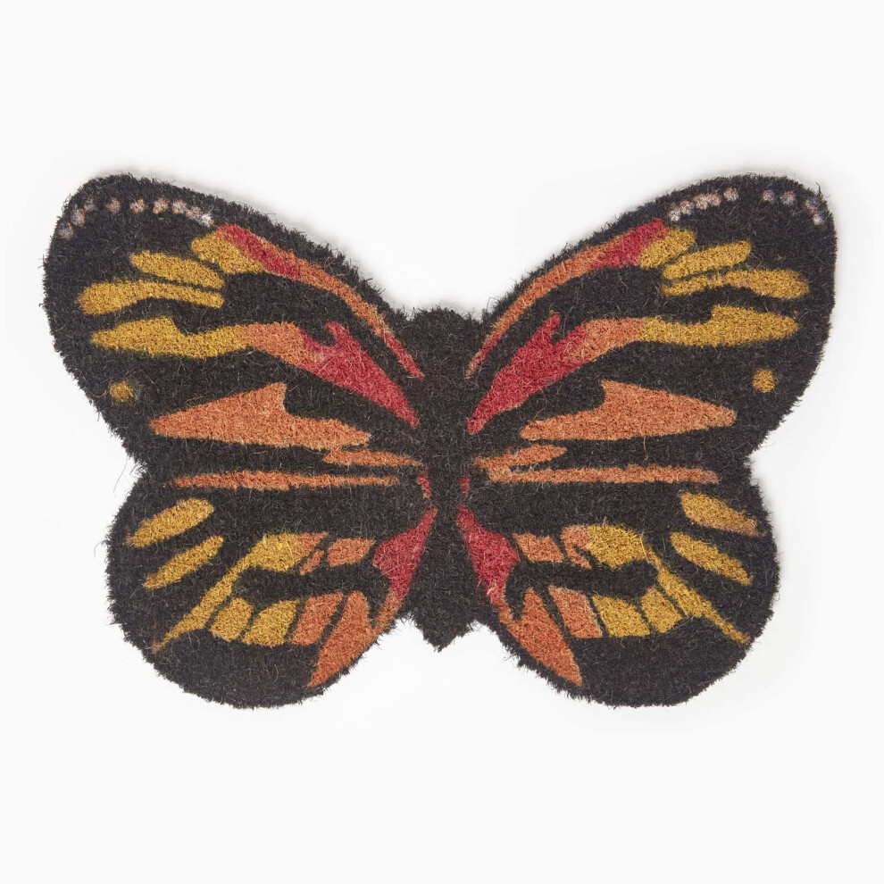 Homescapes Butterfly Coir Doormat Orange