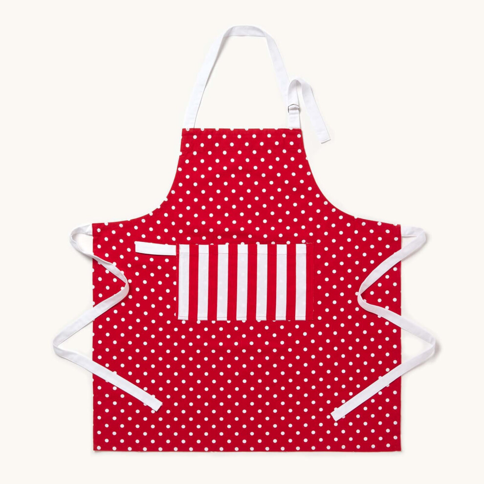 Homescapes Polka Dot Cotton Apron Red
