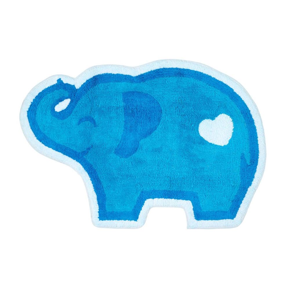 Cotton Tufted Elephant Rug Blue Homescapes