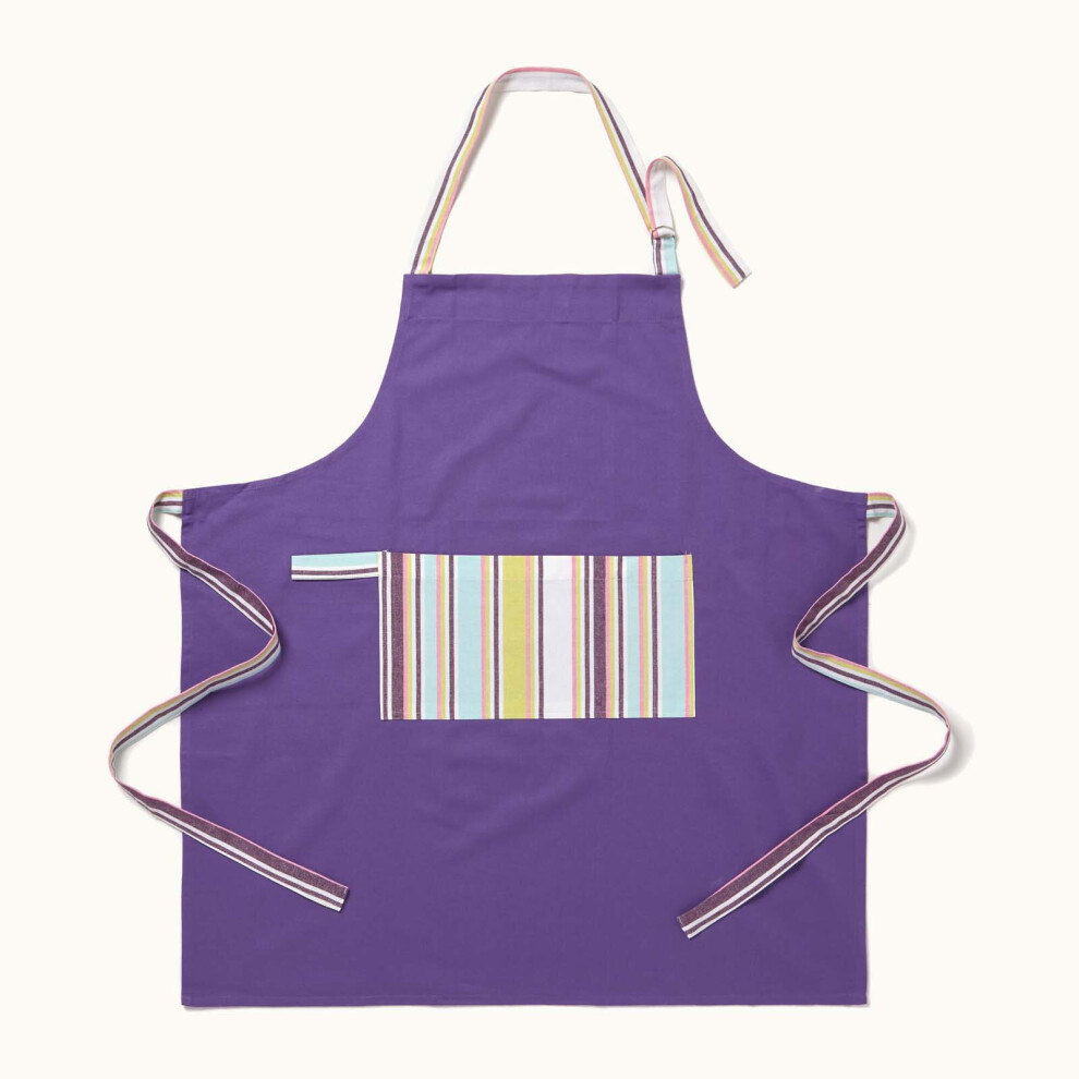 Homescapes Osaka Stripe Cotton Apron Purple