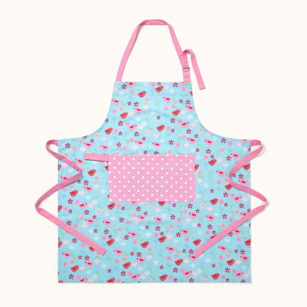 Homescapes Birds And Flowers Cotton Apron Pink